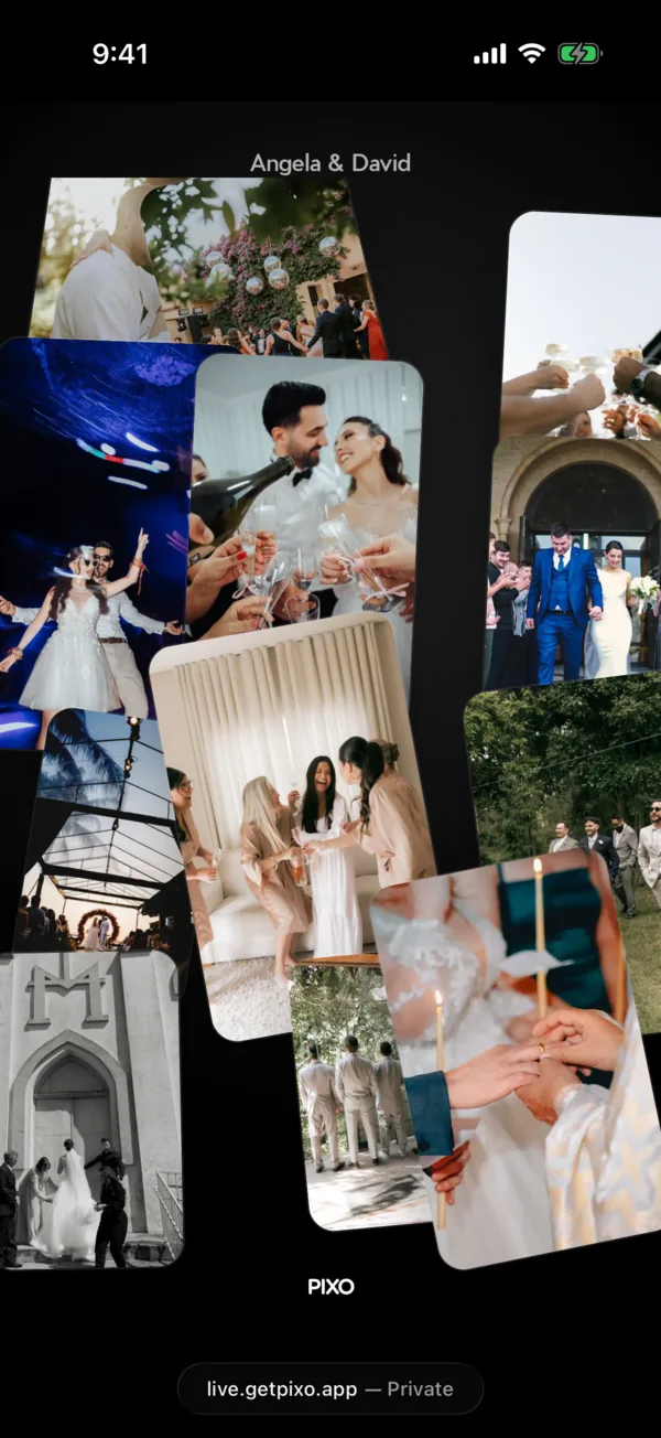 The recap's second screen: a collage of the night's photos filling the phone